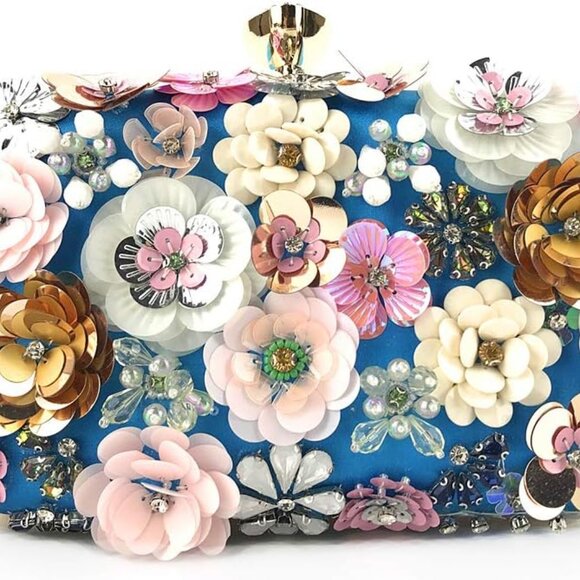 Women Clutches Flower Evening Handbag Chain Strap Shoulder Bag